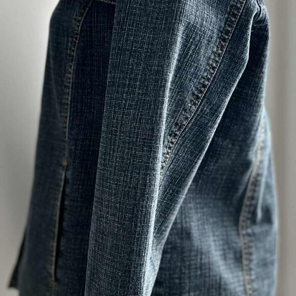 Simon Chang Indigo Embellished Luxe Denim Jacket with Gold Detailing – US 10 - Picture 5 of 13